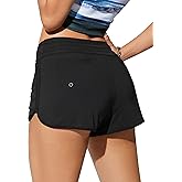 CRZ YOGA Classic Fit Dolphin Board Shorts for Women 3'' - High Waisted Beach Swimwear Bottoms Bathing Trunks with Liner