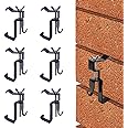 UEMNG Brick Wall Clips, Stainless Steel Brick Hooks Clamps, Brick Hangers Clips for Hanging Outdoor Pictures, 1.77-2.95 in Adjustable Brick Hangers Clamps No Drill Brick Wall Hangers, 6 Pack, Black