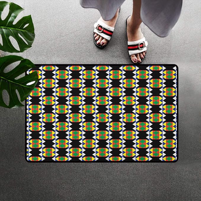 Kente Pattern Doormats, South African Design with Triangle Details