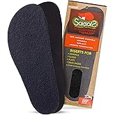 Wool Flat Shoe Insert for Sandals & Sockless Shoes, Comfortable Shoe Insoles with Sweat-Absorbent Natural Fiber & Non-Slip Silicone Grip, Wide-Cut Foot Soles for Men & Women, Black, Size 36 - SoxsolS