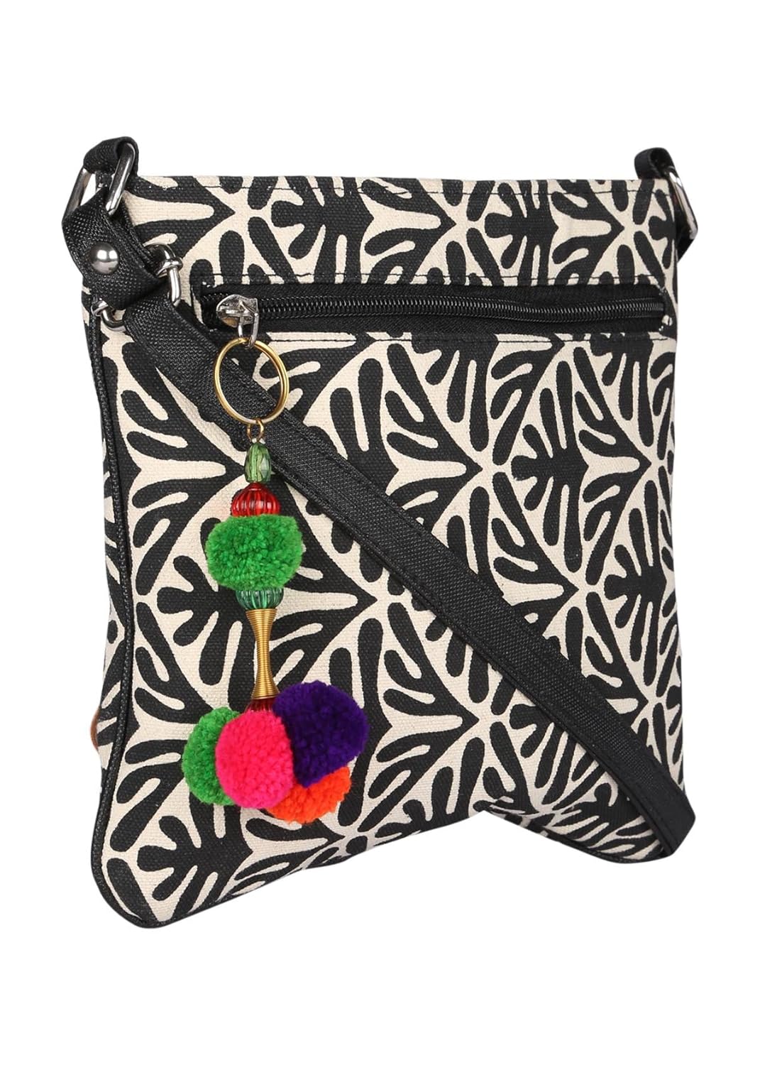 pick pocket women's sling bag (black & beige,slboss92)