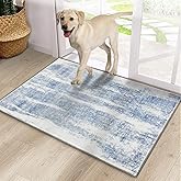 CRISTGEE Door Mat, Front Indoor Door Mat Faux Wool Non-Slip Entryway Rug Absorbent Abstract Throw Rug for Indoor Entrance Hallway Laundry Room 20X32 Inches, Modern Blue Washable