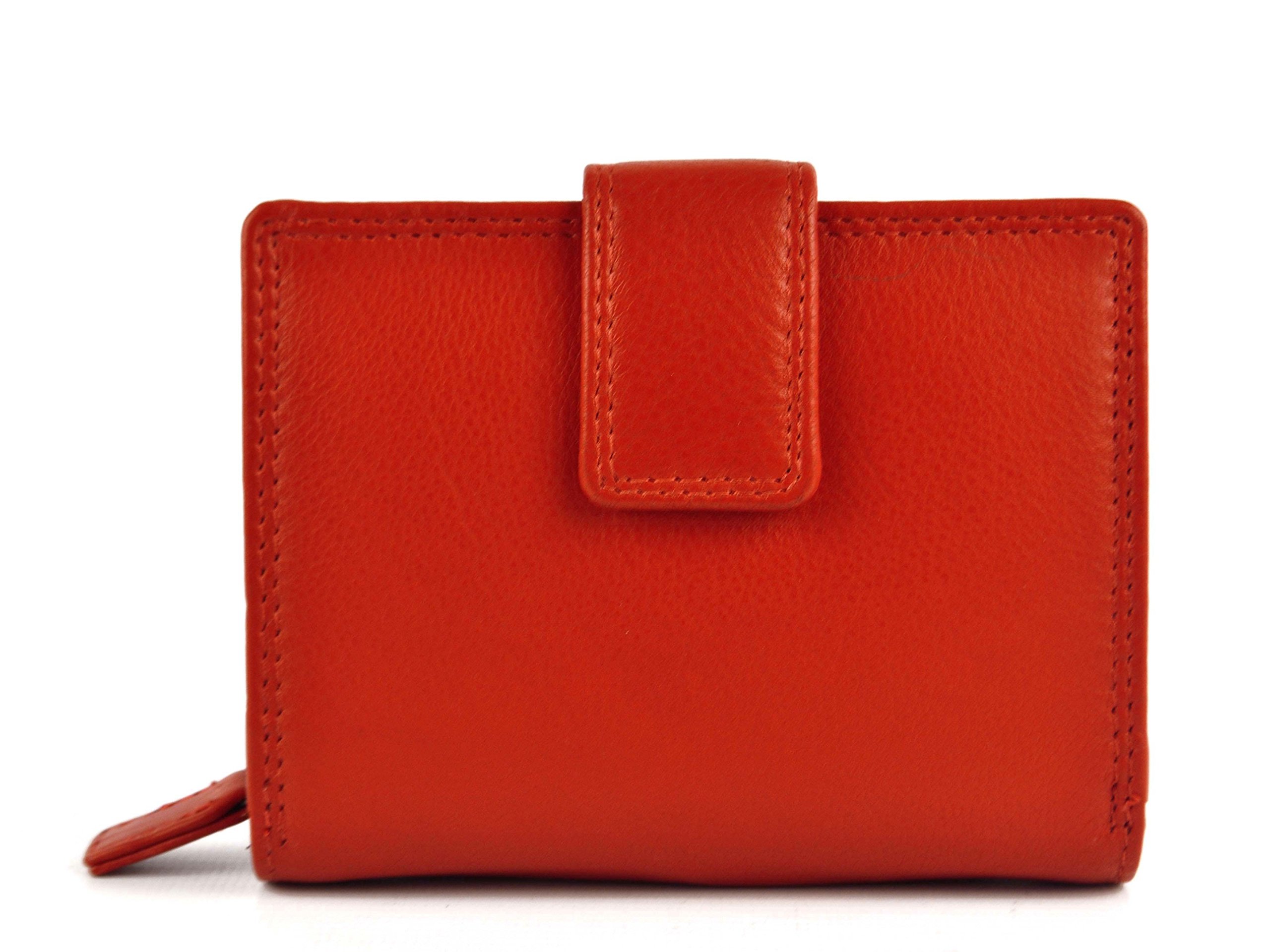 Prime Hide Ladies Compact Leather Purse/Wallet Quality Gift Colourful (Orange)