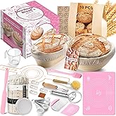 RYTOXILO Sourdough Starter Kit, 18 Pcs Sour Dough Bread Baking Supplies Kits for Beginners with 34 Oz Glass Starter Jar, Complete Bread Making Set with Banneton Proofing Basket, Baking Accessories