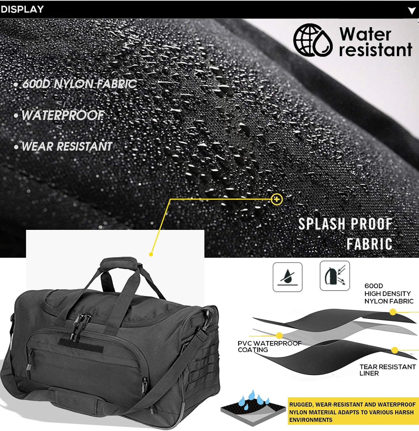 WolfWarriorX Gym Bag for Men Tactical Duffle Bag Military Travel Work Out Bags: Clothing