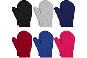URATOT 6 Pairs Toddler Knitted Mittens Magic Stretch Gloves Winter Warm Knitted Soft Baby Mittens
