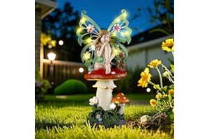 twinbling Solar Fairy Garden Decor Flower Fairies Mushroom Figurines with Snail Decor Gifts for Women Mom Miniature Fairy Figurine for Lawn Garden Patio Yard Decorations Outdoor Statue