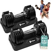 Lifepro Adjustable Dumbbells &amp; Weights for Home Gym, Quick-Adjust | Choose from 2-55 lb adjustable weights in single or pair options for customizable home strength training.
