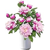 ARTIFIPLANT Peony Artificial Flowers,4 Pcs Fake Faux Peony Flowers Look Real,Silk Peonies with Stems for Home Decor,Purple Pink Peonies Artificial Flowers for Floral Arrangements (4, Purple Pink)