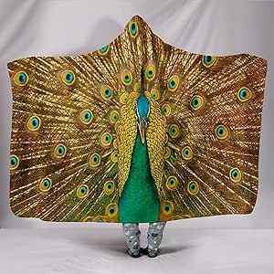Golden Peacock Plush Lined, Hooded Blanket, Throws A-N-D ...