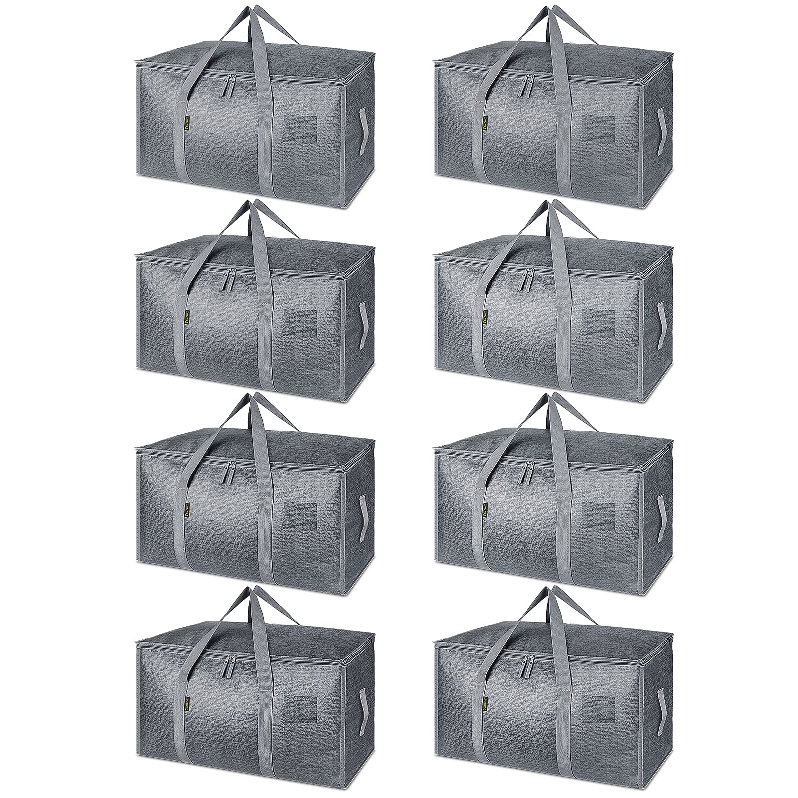 BALEINE 8-Pack Oversized Moving Bags with Reinforced Handles, Heavy-Duty Storage Tote for Clothes, Moving Supplies (Winter Grey, 8-Pack) Image