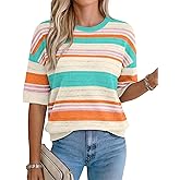 XIEERDUO Womens Half Sleeve Sweater Knit Crochet Blouses Tops 2026 Spring Summer Fashion Clothing Outfits