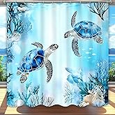 Dreamrflove Turtle Shower Curtain,Ocean Themed Bathroom Decor, Tropical Sea Beach Shower Curtain,Summer Shower Curtains for Bathroom 72x72 Inch Proof Polyester Insulated Home Decor