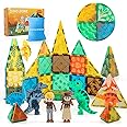 VANLINNY Magnetic Tiles,Dinosaur Magnet Building Blocks Toys for Kids Ages 3+,Animals Educational Stack Connecting Tile Construction for Boys/Girls/Toddlers to Improve Imagination/Creativity.