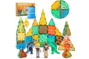 VANLINNY NEW VANLINNY Dinosaur Magnetic Tiles,Animals Magnet Building Toys for Kids Ages 3-8,3D Building Blocks for Boys/Girls Learning by Playing Games to Improve Imagination/Creativity,Best Birthday Xmas Gifts.