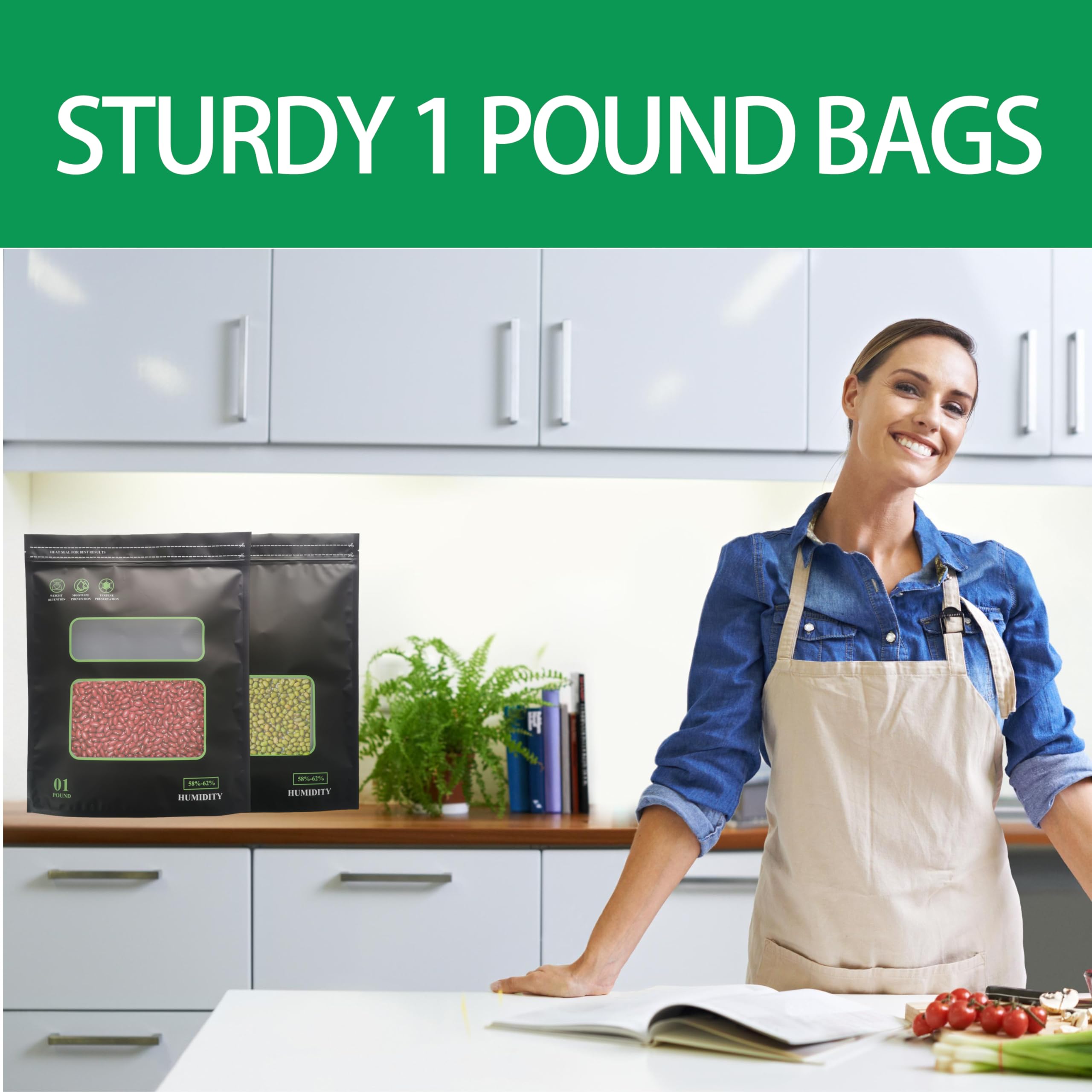1 Pound Storage Terp Bags, 5 Pack Lock & Seal Heat Sealable Humidity Curing Bags, 16 Ounce, Black