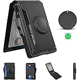 umoven Wallet for Men with AirTag(iOS Only), Mens Metal Wallet Minimalist with Money Clip & ID Window, Slim Leather Slots RFID Blocking Bifold Wallet,Smart Pop Up Credit Card Holder Wallet (Black)