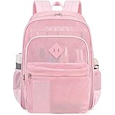 MOONBABY Mesh Backpack Heavy Duty, See Through School Backpack Transparent Bookbag for Swimming, Beach, Sports, Work, Travel