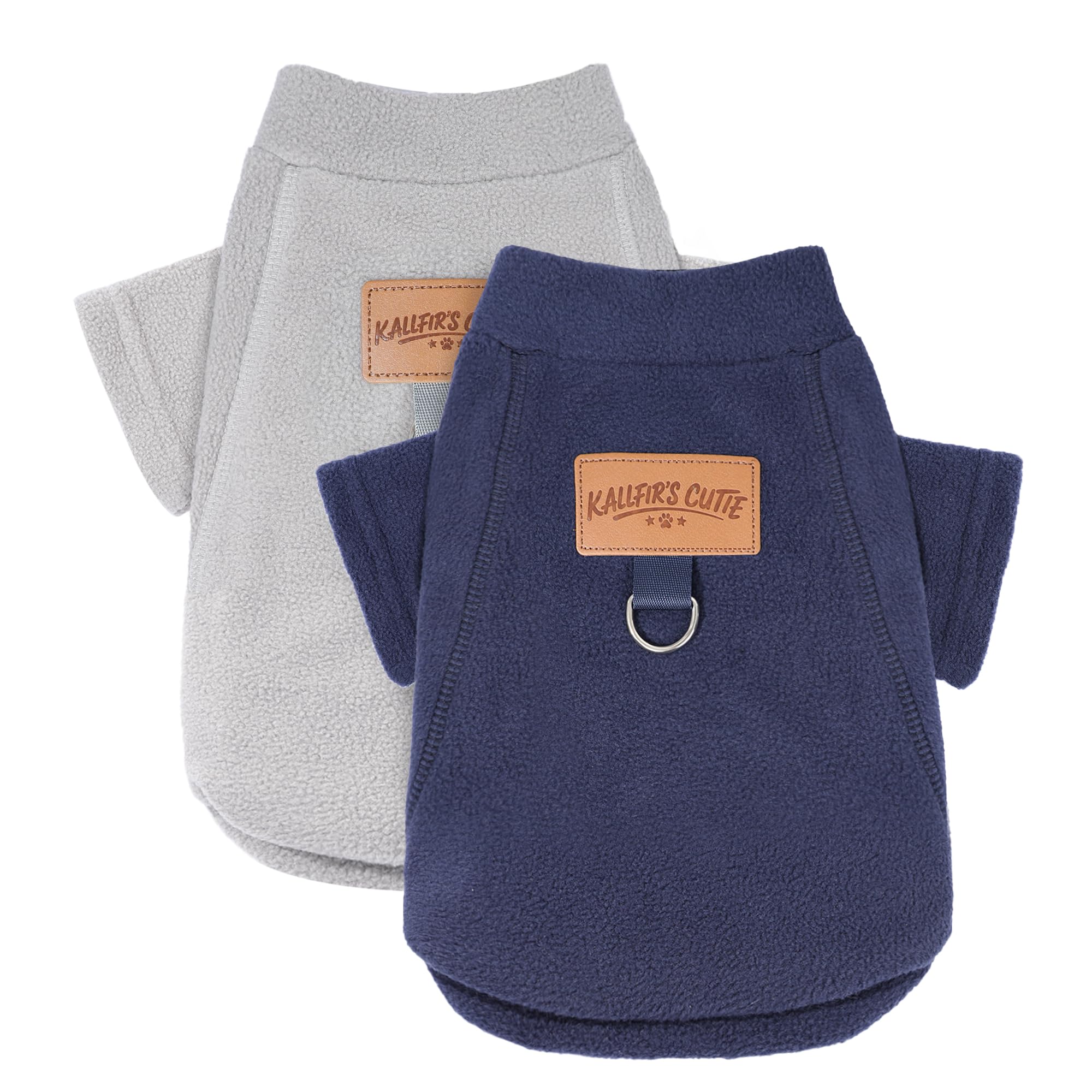 Photo 1 of 2 Pack Dog Sweaters for Small Dogs Warm Fleece Dog Sweatshirt with Leash Ring Pet Puppy Swearer Coat Apparel Outfit Winter Clothes for Chihuahua, Yorkie, Bulldog, Dachshund Cats XXS, Grey