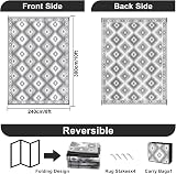 SHACOS Outdoor Rug 240x300 cm Reversible Waterproof Patio Carpet Grey view 3