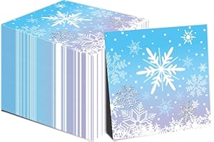 WIQEDOHA 48PCS Christmas Paper Napkins Snowflake Beverage Napkins Cute Cocktail Napkins Wonderland Party Paper Napkins Snowflake Decorations Winter Decorative Napkin for Xmas, 13x13in