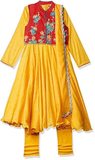 Girls' Anarkali Regular Fit Salwar Suit Set