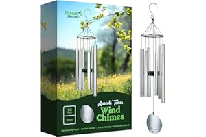 NATURE'S MELODY Nature’s Melody Aureole Tunes Wind Chimes – Outdoor Windchime with 6 Tubes Tuned to E Pentatonic Scale, 100% Rustproof Aluminum, Powder Finish & S Hook Hanger for Sympathy, Memorial Gift or Zen Garden