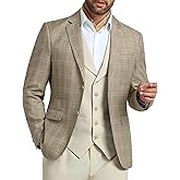 Mens Blazer Slim Fit Stripes Plaid Casual Suit Jacket for Men Two Buttons Business Lapel Sport Coats