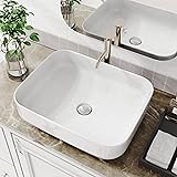 KES White Oval Vessel Bathroom Sink - 16" X 13" Ceramic Vanity Bowl, Above Counter Modern Design