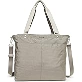 Baggallini Large Carryall Tote - Lightweight Nylon Zipper Top Weekender Travel Beach Bag w/Luggage Sleeve