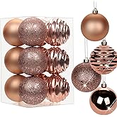 3.15" Rose Gold Christmas Ornaments for Christmas Tree 12 Pcs Medium Shatterproof Balls Christmas Tree Decorations Xmas Ornaments Balls with Hanging Loop for Wedding Holiday Party Wreath Home Decor