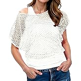 WILDPARTY Women Casual Sexy 80s Costumes Fishnet Neon Off Shoulder T-Shirt Two Pieces