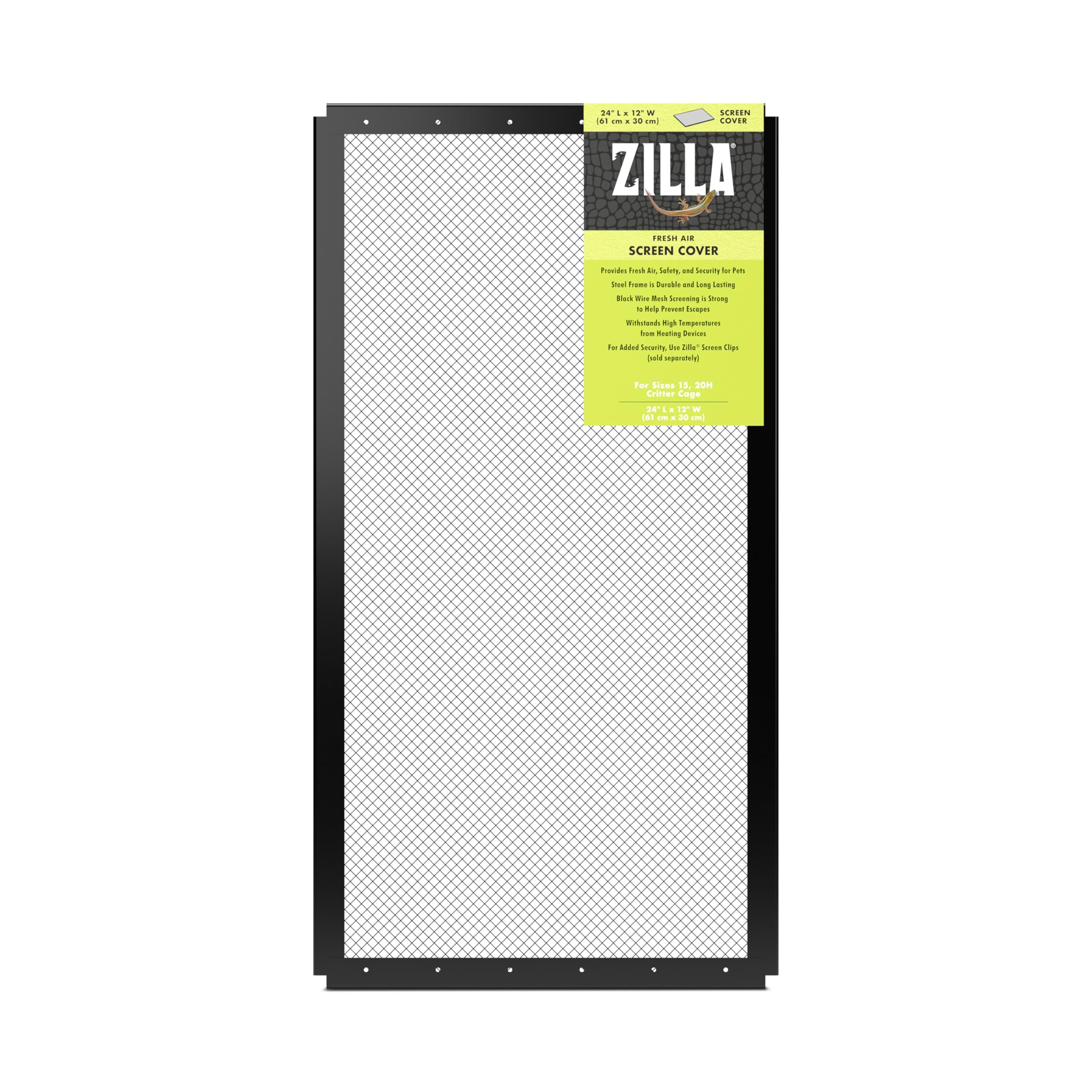 ZILLA Reptile Terrarium Covers Fresh Air Screen, 24x12-inch
