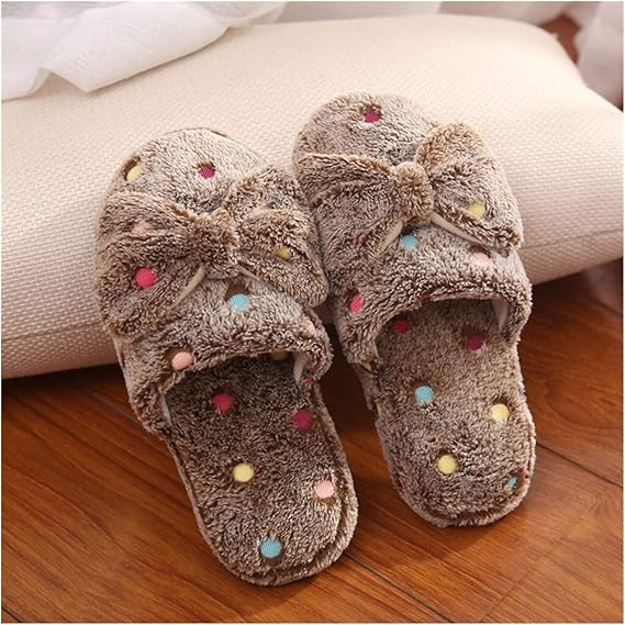 Women's Slippers ，Cotton Slippers， Ladies Cute Winter Warm Indoor Non