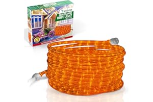Tupkee LED Rope Light Orange - for Indoor and Outdoor use, 24 Feet (7.3 m) - 10MM Diameter - 144 LED Long Life Bulbs Rope Tube Lights