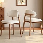 smudyizi Wooden Dining Chairs Set of 2, Mid Century Modern Side Chairs | Farmhouse Style Fabric Upholstered Dining Room Chairs, Comfortable Kitchen Side Chairs for Dining Room &amp; Kitchen