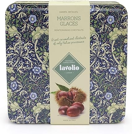 Lavolio Boite Cadeau Metallique Marrons Glaces X 9 230g Chataignes Caramelisees Faites Main Friandise Vegan Boite Metallique Illustree William Morris Amazon Fr Epicerie