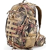 Glonerle Hunting Backpack, 900D Camo Waterproof Hunting Pack for Men, 35L Large Molle Hunting Day Pack with Rifle Bow Gun Holder, Rain Cover