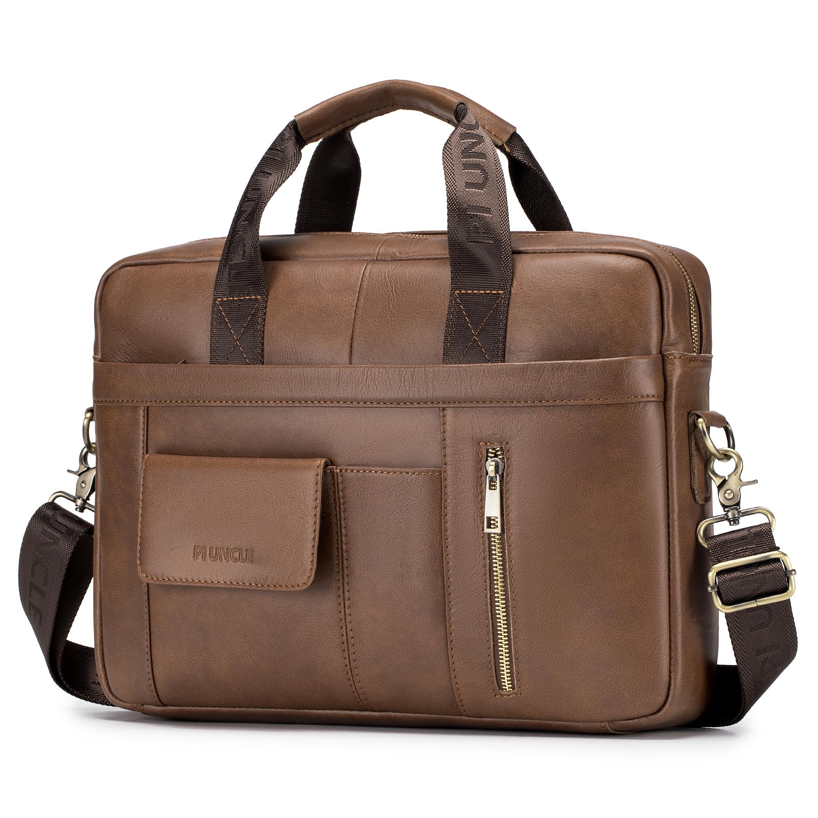 SPAHER Mens Leather Laptop Bag Briefcases for Men 15.6 Inch Leather Briefcase Business Work Laptop Handbag Shoulder Bag Messenger Bag with Removable Strap Daily Man Bag Gift for Man