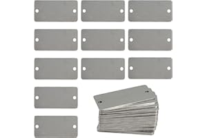 StayMax Stamping Blanks Stainless Steel Rectangle Blank Tags with Two Holes 1 Inch x 2 Inch 25 Pack