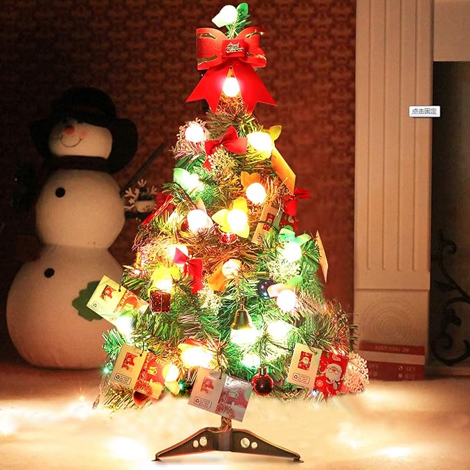 outgeek Künstlicher Weihnachtsbaum, Tannenbaum Christbaum 60cm(24'') grün Weihnachtsbaum klein mit Beleuchtung Multicolor LED
