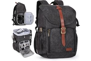 BAGSMART Camera Backpack, DSLR SLR Waterproof Camera Bag Backpack, Anti-Theft Photography Backpack with 15 Inch Laptop Compartment, Tripod Holder & Rain Cover, Black