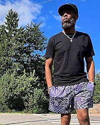 DIOTSR Mens Mesh Paisley Shorts, Casual Retro