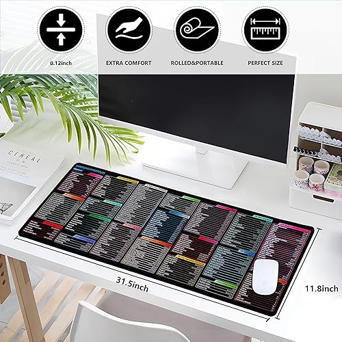 Get Excel Pad Excel Shortcut Keys Mouse Pad Black Gaming Mouse Pad XL Desk Mat Cheat Sheet 31 5x11 8x0 12 Inch Large Mouse Pad For Desk Excel Shortcut Keys Excel Shortcuts Mousepad