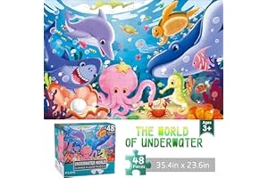 IFLOVE Jumbo Floor Puzzle for Kids Underwater Jigsaw Large Puzzles 48 Piece for Toddler Children Learning Preschool Educational Intellectual Development Toys 3-5 4-8 Years Old Gift for Boys and Girls