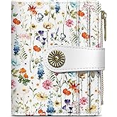 Small Wallet for Women, Cute RFID Blocking Bifold Card Holder Wallet | 10 Card Slots, Cash Compartment, Zipper Coin Pocket & ID Window, Compact Size & Soft Vegan Leather, Wildflower