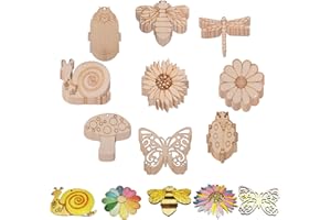 JSEHCHYA 54PCS Unfinished Blank Wooden Cutouts Craft for Kids,Suit for Children's Painting DIY Room Decoration Gift Giving Surprise (54 Insect)