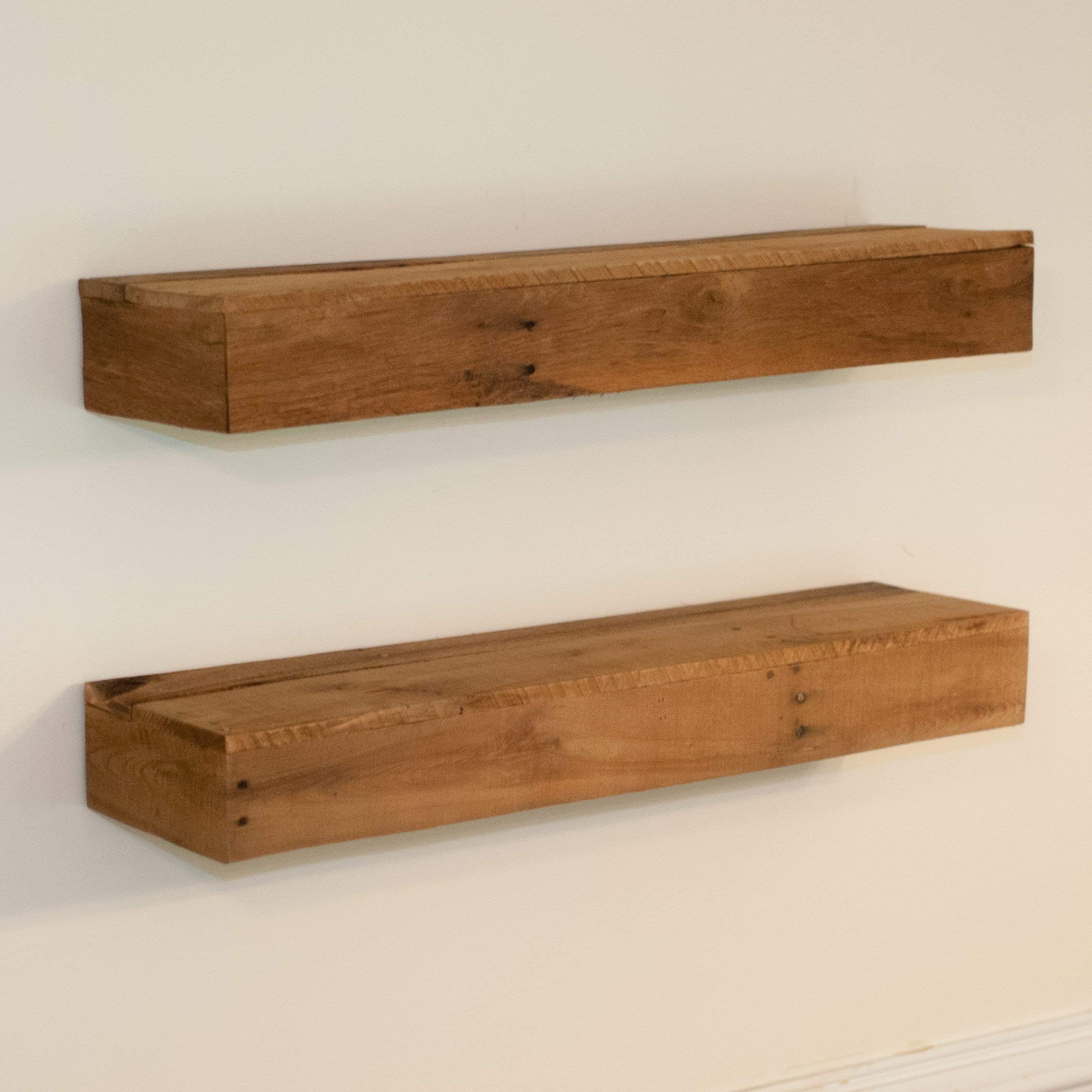 20" OR 36" Wood Floating shelf - Rustic Kitchen floating shelves - Farmhouse kitchen floating shelf - Hung with Keyhole Hooks (Included)