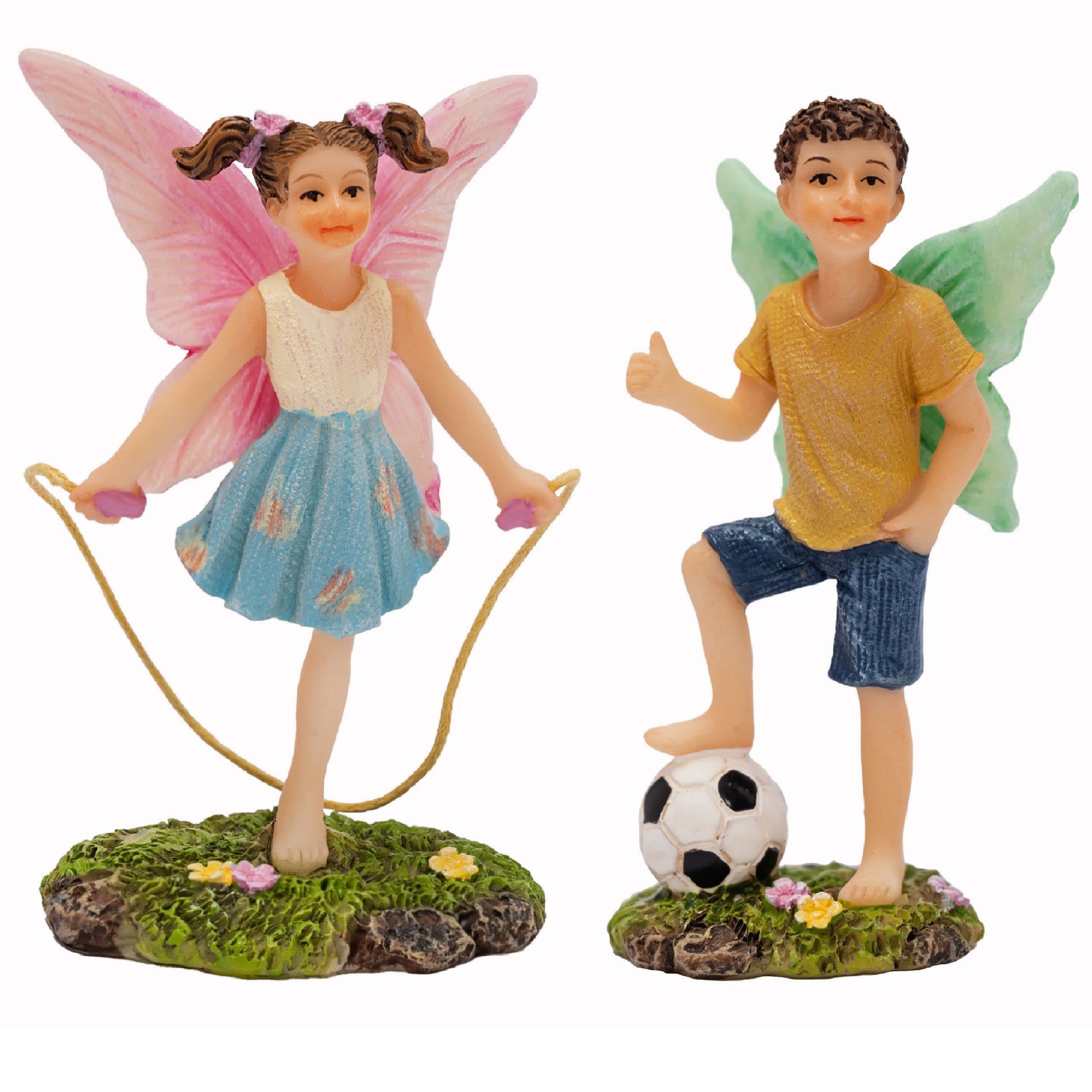 PRETMANNS Fairies for Fairy Garden - Boy & Girl Figurines – Cute Accessories for Indoor or Outdoor Miniature Garden – 2-Piece Set