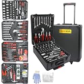 Campfun 899PCS Tool Set, Household Tool Kit with Rolling Tool Box, Complete Tool Box Set Hand Tool Set with Tool Box, Mechanic Tool Set Rolling Tool Set for Home/Auto Repair Tool Set, Black